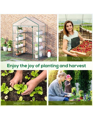 Outsunny 4 Tiers 8 Shelves Metal Frame Walk in Portable Greenhouse Transparent 143 L x 73W x 195H cm 01-0482
