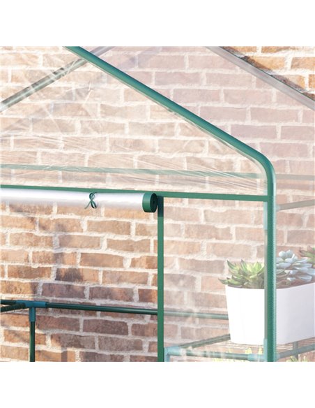 Outsunny 4 Tiers 8 Shelves Metal Frame Walk in Portable Greenhouse Transparent 143 L x 73W x 195H cm 01-0482 - pic 37612 | FastDaddyshop