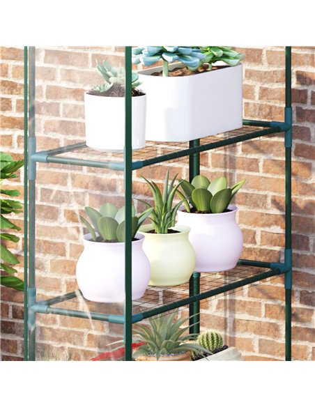 Outsunny 4 Tiers 8 Shelves Metal Frame Walk in Portable Greenhouse Transparent 143 L x 73W x 195H cm 01-0482 - pic 37613 | FastDaddyshop