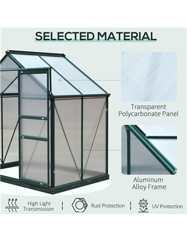Outsunny Clear Polycarbonate Greenhouse Large Walk-In Green House Garden Plants Grow Galvanized Base Aluminium Frame w/ Slide Do
