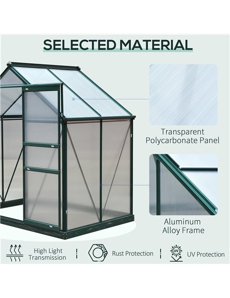 Outsunny Clear Polycarbonate Greenhouse Large Walk-In Green House Garden Plants Grow Galvanized Base Aluminium Frame w/ Slide Do - pic 37627 | FastDaddyshop