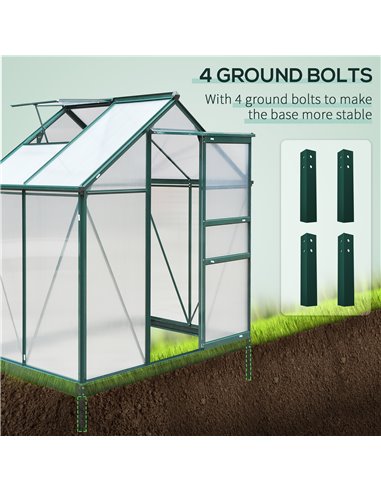 Outsunny Clear Polycarbonate Greenhouse Large Walk-In Green House Garden Plants Grow Galvanized Base Aluminium Frame w/ Slide Do