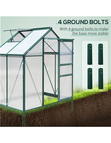 Outsunny Clear Polycarbonate Greenhouse Large Walk-In Green House Garden Plants Grow Galvanized Base Aluminium Frame w/ Slide Do - pic 37628 | FastDaddyshop