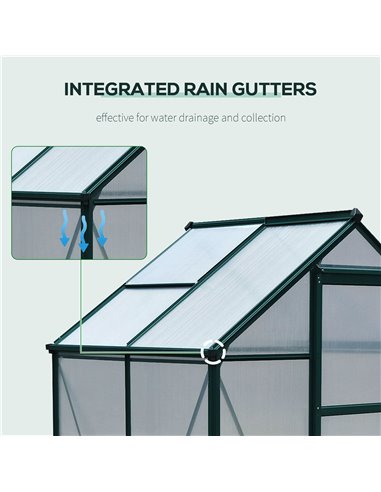 Outsunny Clear Polycarbonate Greenhouse Large Walk-In Green House Garden Plants Grow Galvanized Base Aluminium Frame w/ Slide Do