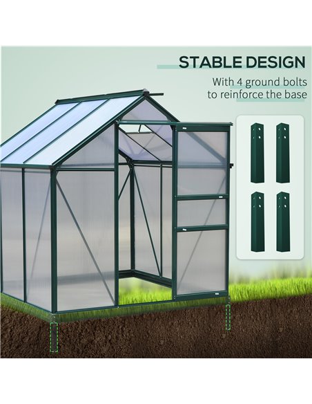 Outsunny Large Walk-In Greenhouse Polycarbonate Garden Greenhouse Plants Grow Galvanized Base Aluminium Frame w/ Slide Door, 6 x - pic 37637 | FastDaddyshop