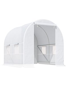 Outsunny Large Galvanized Steel Frame Outdoor Poly Tunnel Greenhouse, White 845-071