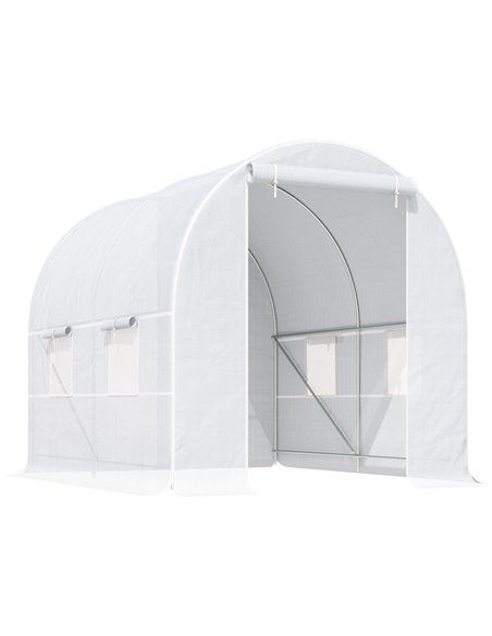 Outsunny Large Galvanized Steel Frame Outdoor Poly Tunnel Greenhouse, White 845-071 - pic 37641 | FastDaddyshop
