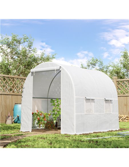 Outsunny Large Galvanized Steel Frame Outdoor Poly Tunnel Greenhouse, White 845-071 - pic 37642 | FastDaddyshop