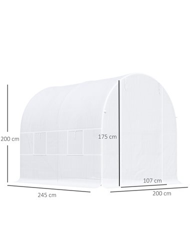 Outsunny 2.5 x 2 x 2 m Large Galvanized Steel Frame Outdoor Poly Tunnel Garden Walk-In Patio Greenhouse - White 845-071