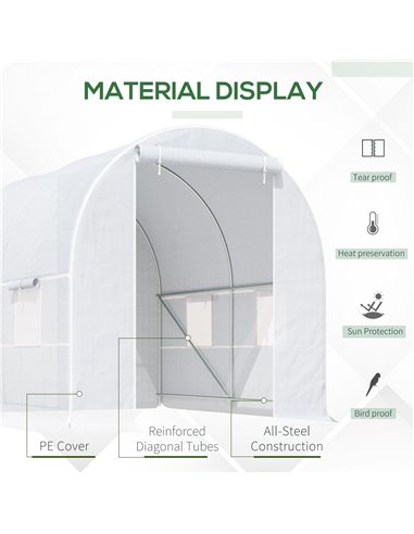 Outsunny 2.5 x 2 x 2 m Large Galvanized Steel Frame Outdoor Poly Tunnel Garden Walk-In Patio Greenhouse - White 845-071