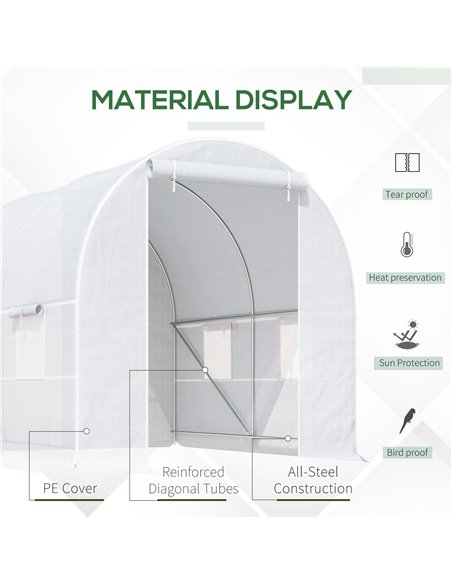 Outsunny 2.5 x 2 x 2 m Large Galvanized Steel Frame Outdoor Poly Tunnel Garden Walk-In Patio Greenhouse - White 845-071 - pic 37644 | FastDaddyshop