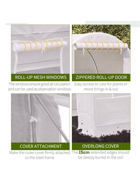 Outsunny 2.5 x 2 x 2 m Large Galvanized Steel Frame Outdoor Poly Tunnel Garden Walk-In Patio Greenhouse - White 845-071 - pic 37645 | FastDaddyshop