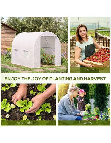 Outsunny 2.5 x 2 x 2 m Large Galvanized Steel Frame Outdoor Poly Tunnel Garden Walk-In Patio Greenhouse - White 845-071