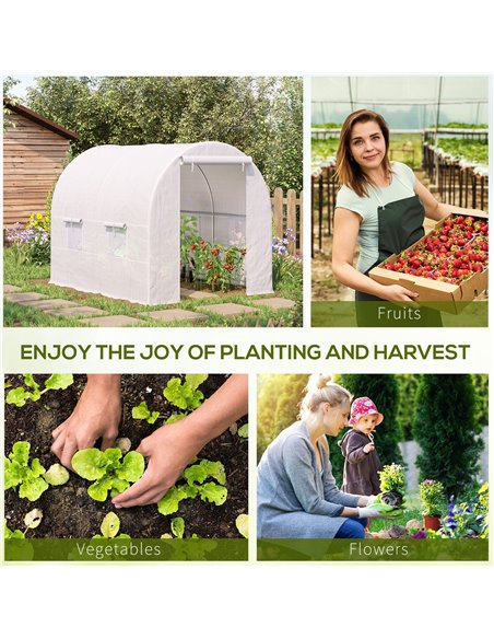 Outsunny 2.5 x 2 x 2 m Large Galvanized Steel Frame Outdoor Poly Tunnel Garden Walk-In Patio Greenhouse - White 845-071 - pic 37646 | FastDaddyshop