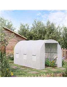 Outsunny Polytunnel Steel Frame Walk-in Greenhouse, White 845-072 2