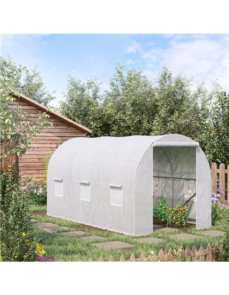 Outsunny Polytunnel Steel Frame Greenhouse Walk-in Greenhouse 3.5 L x 2 W x 2H m-White 845-072 - pic 37651 | FastDaddyshop
