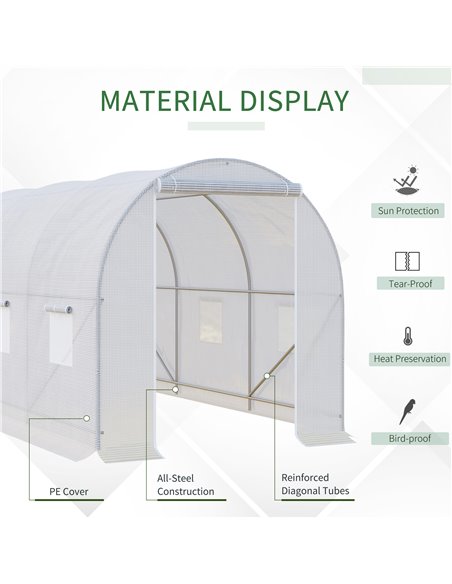Outsunny Polytunnel Steel Frame Greenhouse Walk-in Greenhouse 3.5 L x 2 W x 2H m-White 845-072 - pic 37654 | FastDaddyshop