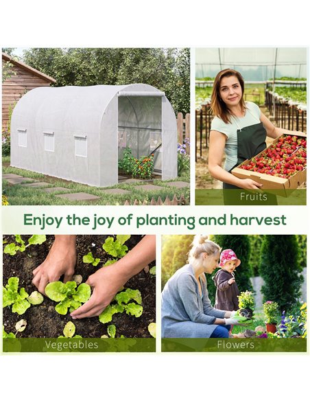 Outsunny Polytunnel Steel Frame Greenhouse Walk-in Greenhouse 3.5 L x 2 W x 2H m-White 845-072 - pic 37655 | FastDaddyshop