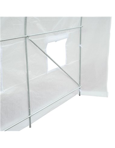 Outsunny Polytunnel Steel Frame Greenhouse Walk-in Greenhouse 3.5 L x 2 W x 2H m-White 845-072