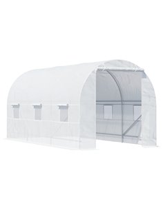 Outsunny Large Galvanised Steel Frame Outdoor Poly Tunnel Greenhouse, White 845-073