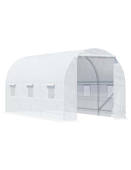 Outsunny Large Galvanised Steel Frame Outdoor Poly Tunnel Greenhouse, White 845-073 - pic 37659 | FastDaddyshop