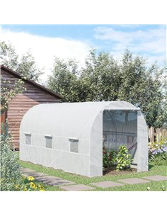 Outsunny Large Galvanised Steel Frame Outdoor Poly Tunnel Greenhouse, White 845-073 2