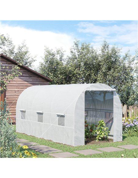 Outsunny 4.5 x 2 x 2 m Large Galvanised Steel Frame Outdoor Poly Tunnel Garden Walk-In Patio Greenhouse - White 845-073 - pic 37660 | FastDaddyshop