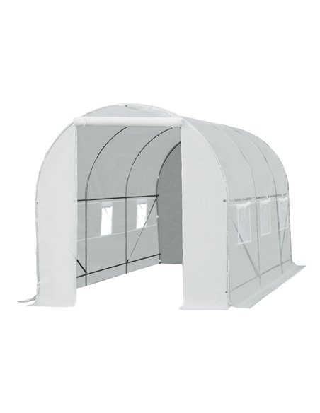 Outsunny 4.5 x 2 x 2 m Large Galvanised Steel Frame Outdoor Poly Tunnel Garden Walk-In Patio Greenhouse - White 845-073 - pic 37665 | FastDaddyshop