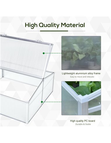 Outsunny Outdoor Greenhouse Polycarbonate Grow House Flower Vegetable Plants Raised Bed Garden Allotment Protector Aluminum Fram