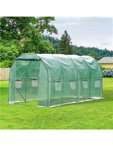 Outsunny 4x2 m Polytunnel Walk-in Greenhouse with Zip Door and Windows-Green 845-145 - pic 37678 | FastDaddyshop