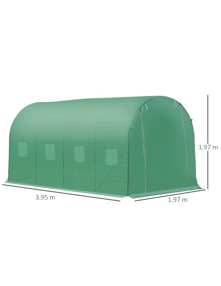Outsunny 4x2 m Polytunnel Walk-in Greenhouse with Zip Door and Windows-Green 845-145 - pic 37679 | FastDaddyshop
