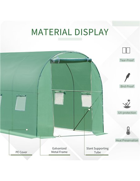 Outsunny 4x2 m Polytunnel Walk-in Greenhouse with Zip Door and Windows-Green 845-145 - pic 37680 | FastDaddyshop
