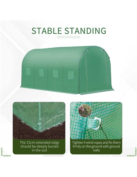 Outsunny 4x2 m Polytunnel Walk-in Greenhouse with Zip Door and Windows-Green 845-145 - pic 37681 | FastDaddyshop