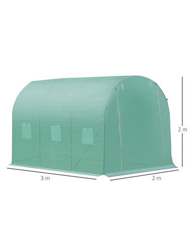 Outsunny Walk in Polytunnel Outdoor Garden Greenhouse with Windows and Door (3 x 2M) 845-146