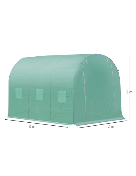 Outsunny Walk in Polytunnel Outdoor Garden Greenhouse with Windows and Door (3 x 2M) 845-146 - pic 37688 | FastDaddyshop