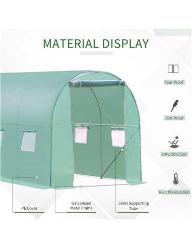 Outsunny Walk in Polytunnel Outdoor Garden Greenhouse with Windows and Door (3 x 2M) 845-146