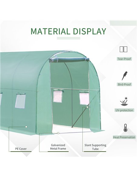 Outsunny Walk in Polytunnel Outdoor Garden Greenhouse with Windows and Door (3 x 2M) 845-146 - pic 37689 | FastDaddyshop