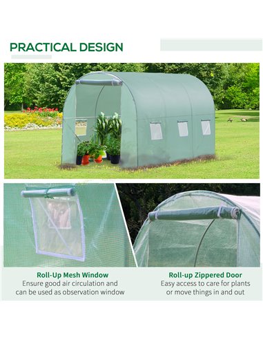 Outsunny Walk in Polytunnel Outdoor Garden Greenhouse with Windows and Door (3 x 2M) 845-146