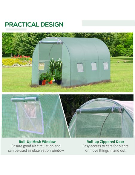 Outsunny Walk in Polytunnel Outdoor Garden Greenhouse with Windows and Door (3 x 2M) 845-146 - pic 37691 | FastDaddyshop