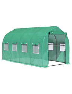 Outsunny Galvanised Frame Polytunnel Greenhouse with Windows and Door for Garden, Backyard (4 x 2M) 845-147