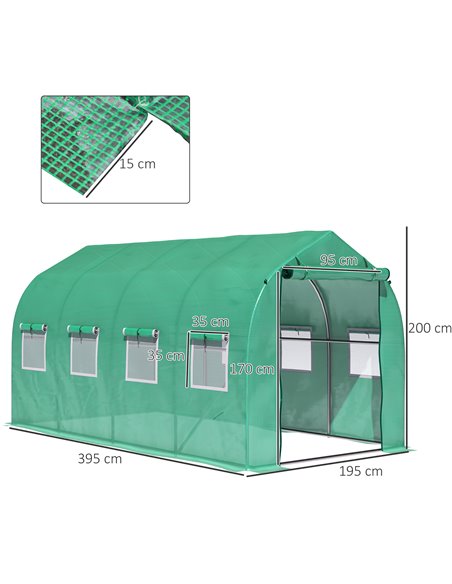 Outsunny Galvanised Frame Polytunnel Greenhouse with Windows and Door for Garden, Backyard (4 x 2M) 845-147 - pic 37697 | FastDaddyshop