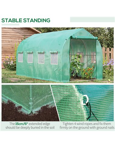 Outsunny Galvanised Frame Polytunnel Greenhouse with Windows and Door for Garden, Backyard (4 x 2M) 845-147