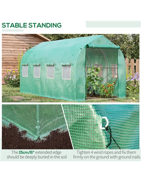 Outsunny Galvanised Frame Polytunnel Greenhouse with Windows and Door for Garden, Backyard (4 x 2M) 845-147 - pic 37699 | FastDaddyshop