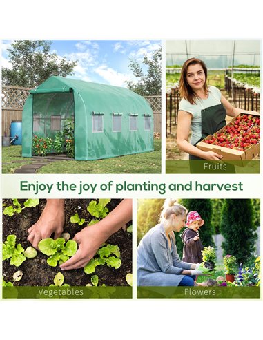 Outsunny Galvanised Frame Polytunnel Greenhouse with Windows and Door for Garden, Backyard (4 x 2M) 845-147