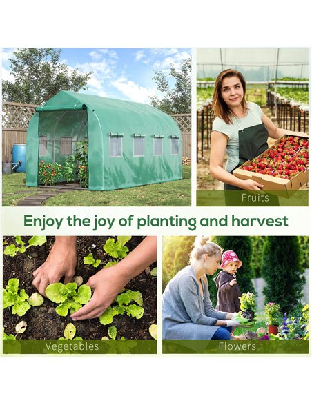 Outsunny Galvanised Frame Polytunnel Greenhouse with Windows and Door for Garden, Backyard (4 x 2M) 845-147 - pic 37701 | FastDaddyshop