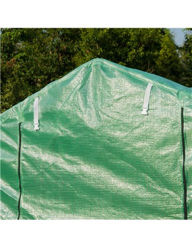Outsunny Galvanised Frame Polytunnel Greenhouse with Windows and Door for Garden, Backyard (4 x 2M) 845-147