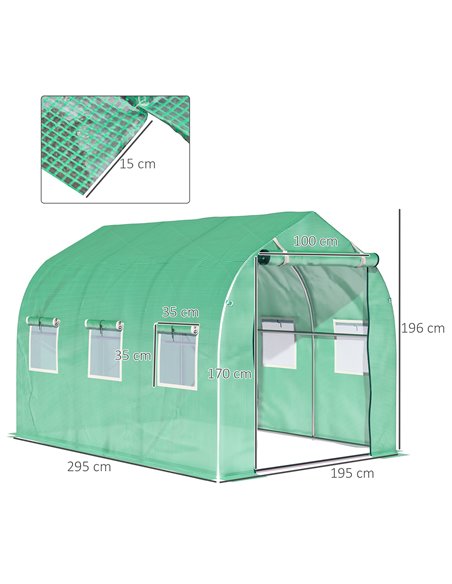 Outsunny Walk in Polytunnel Greenhouse with Windows and Door for Garden, Backyard (3 x 2M) 845-148 - pic 37706 | FastDaddyshop