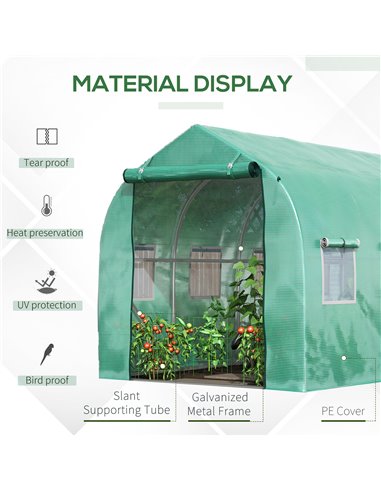 Outsunny Walk in Polytunnel Greenhouse with Windows and Door for Garden, Backyard (3 x 2M) 845-148