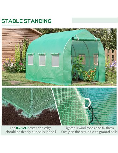 Outsunny Walk in Polytunnel Greenhouse with Windows and Door for Garden, Backyard (3 x 2M) 845-148