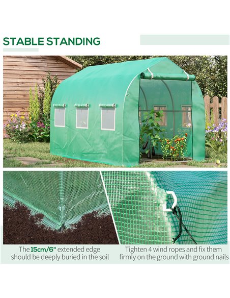 Outsunny Walk in Polytunnel Greenhouse with Windows and Door for Garden, Backyard (3 x 2M) 845-148 - pic 37708 | FastDaddyshop